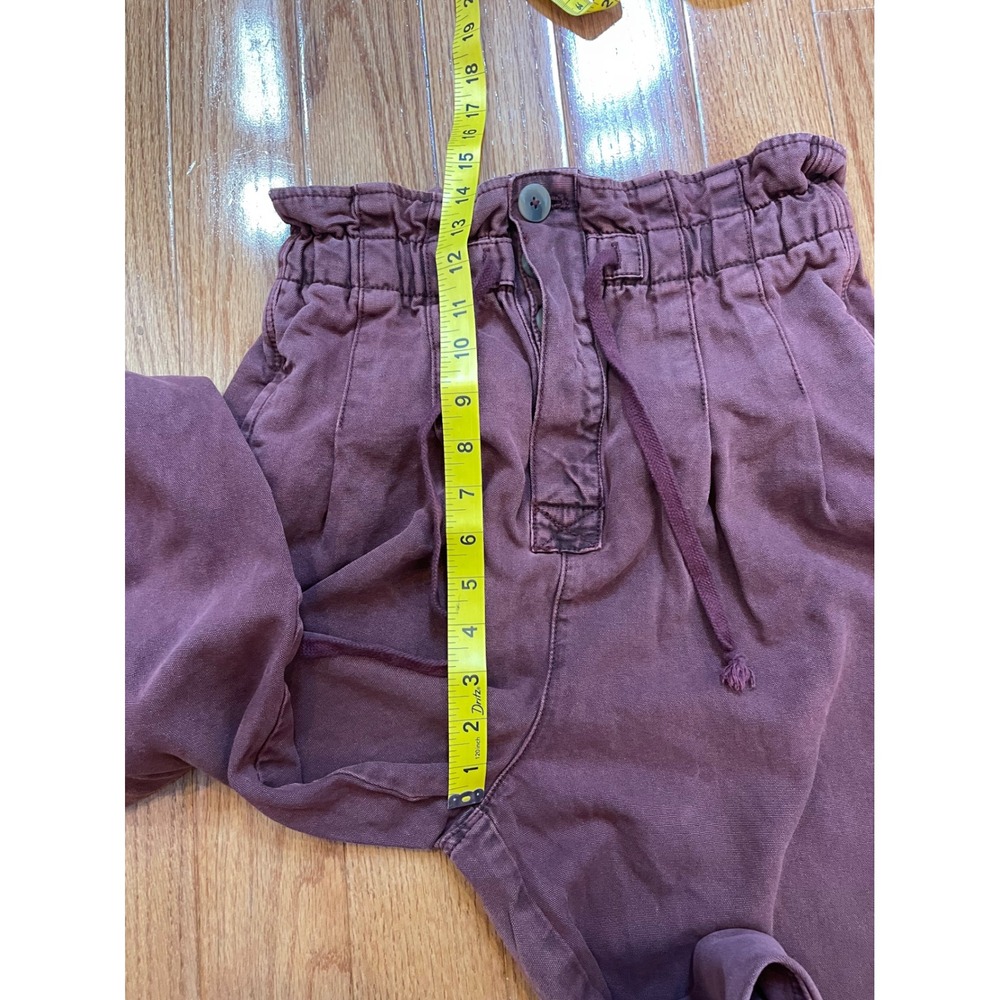Free People Pants Womens S Purple Cotton Paperbag Waist Tapered Boho Slouchy Y2K - Picture 6 of 12